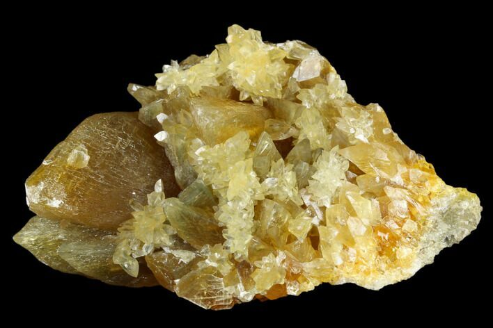 Amber-Yellow Calcite Crystal Cluster - Highly Fluorescent! #177293